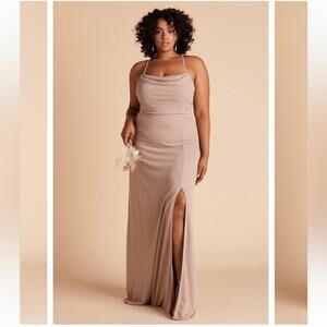 Birdy Grey Womens Dress XXL Taupe Ash Cowl Neck Crepe Bridesmaid Maxi Long New